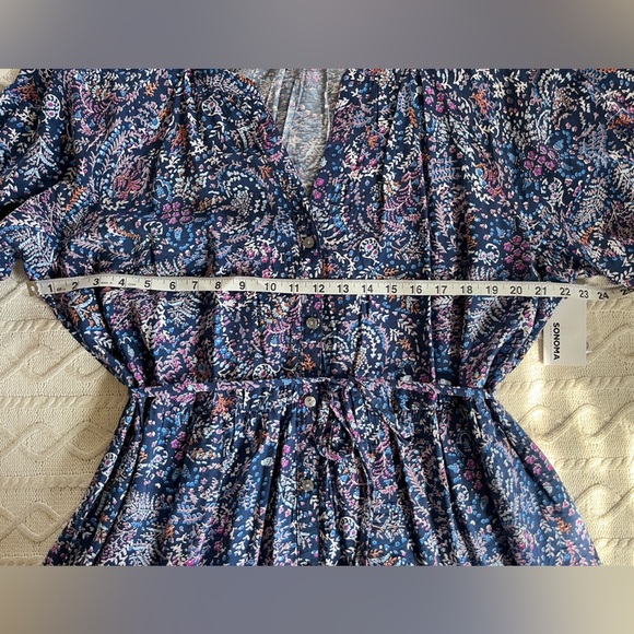 Sonoma Blue & Violet Floral Midi Dress Women’s Size 1X - Picture 16 of 16